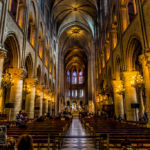 Notre Dame interior shot down the aisle